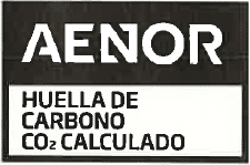 Sello AENOR que certifica la huella de carbono calculada de CO₂.