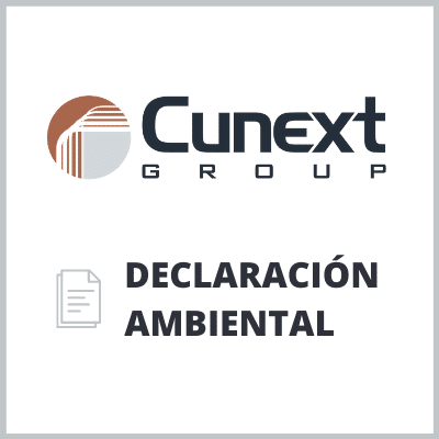 Logotipo de Cunext Group junto al texto “Declaración ambiental"