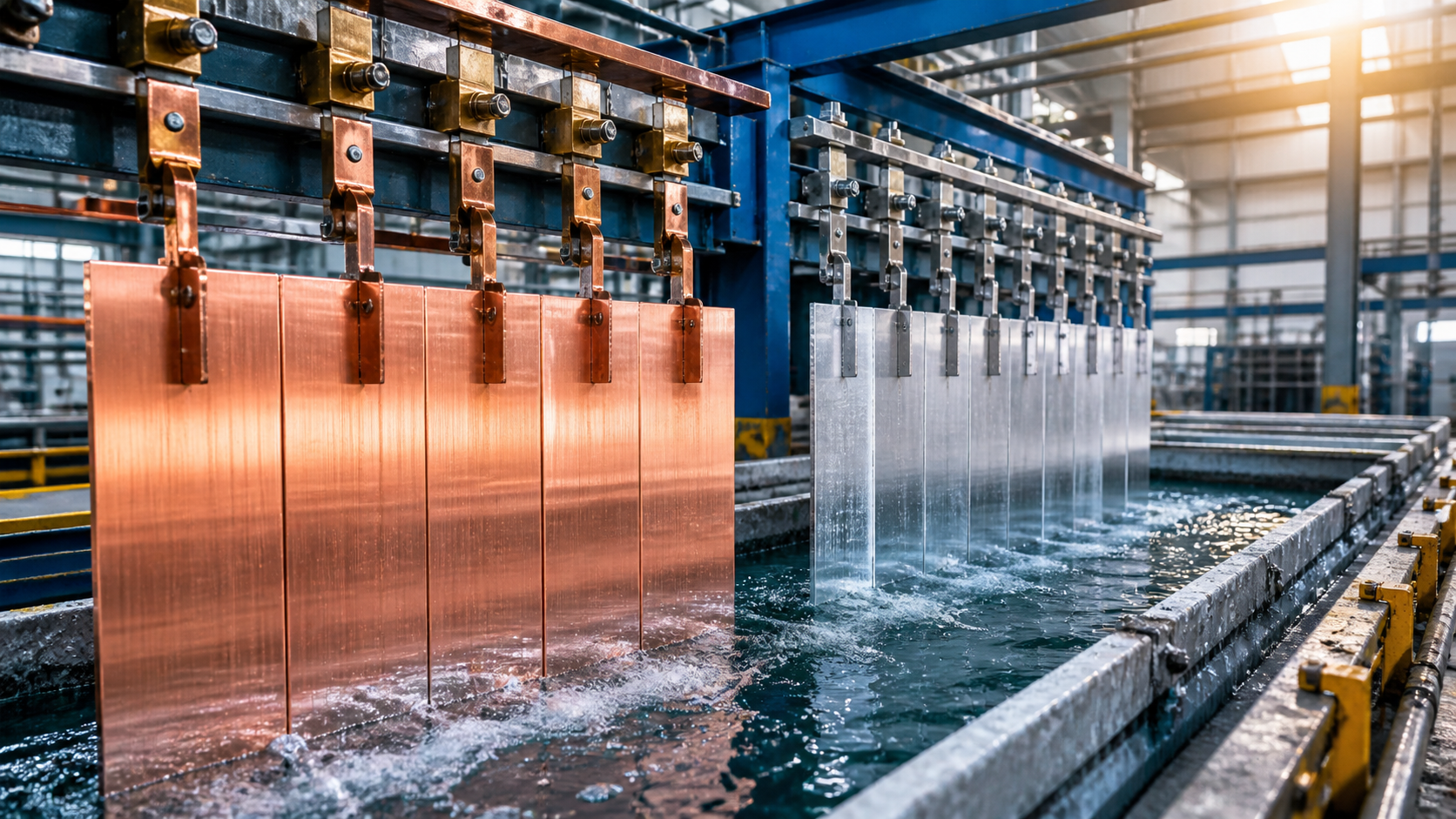 Electrólisis en cobre y aluminio industrial