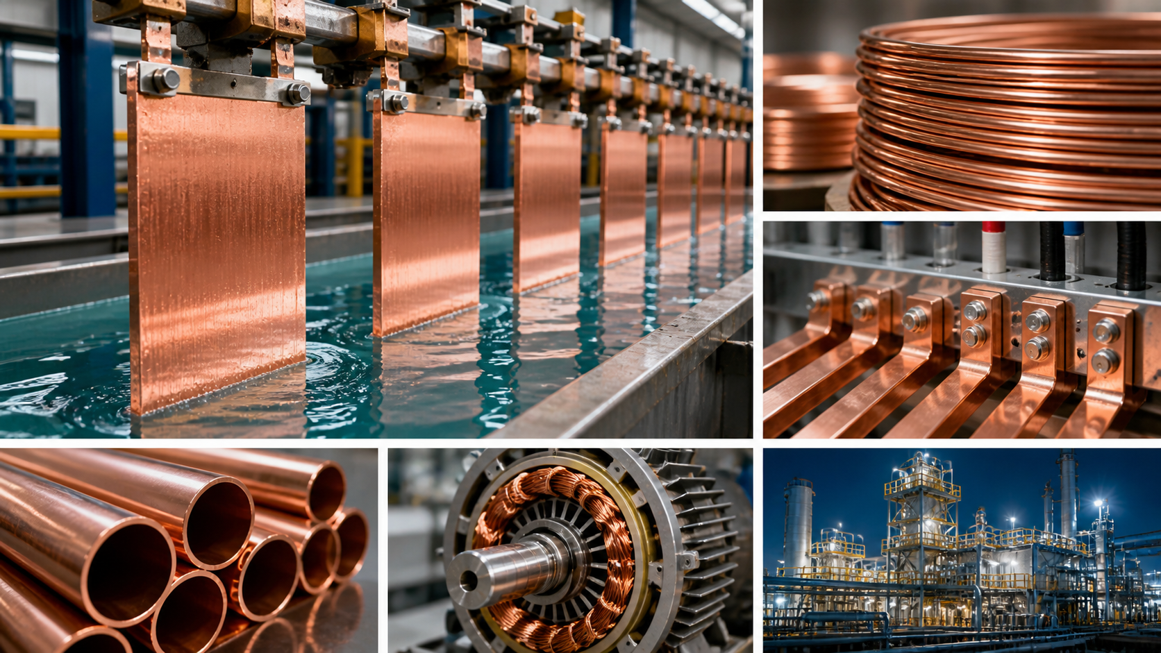 Producción de cobre refinado mediante electrólisis