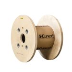 Bobina de madera industrial con logo de cunext